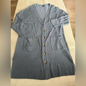 [3X]Talbots Plus Dusty Blue Linen Blend Button Cardigan Sweater Dusty Dress